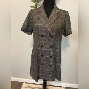 Cute Plaid Double Breasted Dress